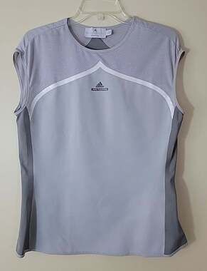 ADIDAS STELLA McCARTNEY Grey Top Barricade mesh tank Sz Large EUC, DW
